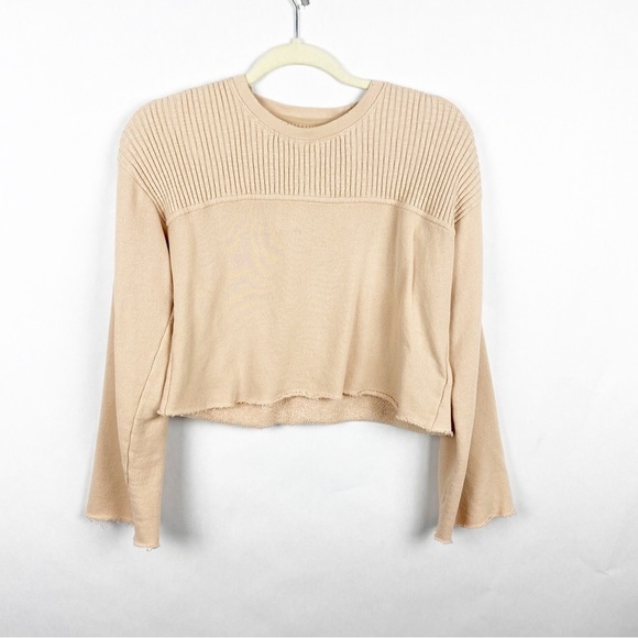 Current/Elliott Womens The Acture Knit Cropped Sweater Light Pink Size 0 XS - Picture 1 of 7